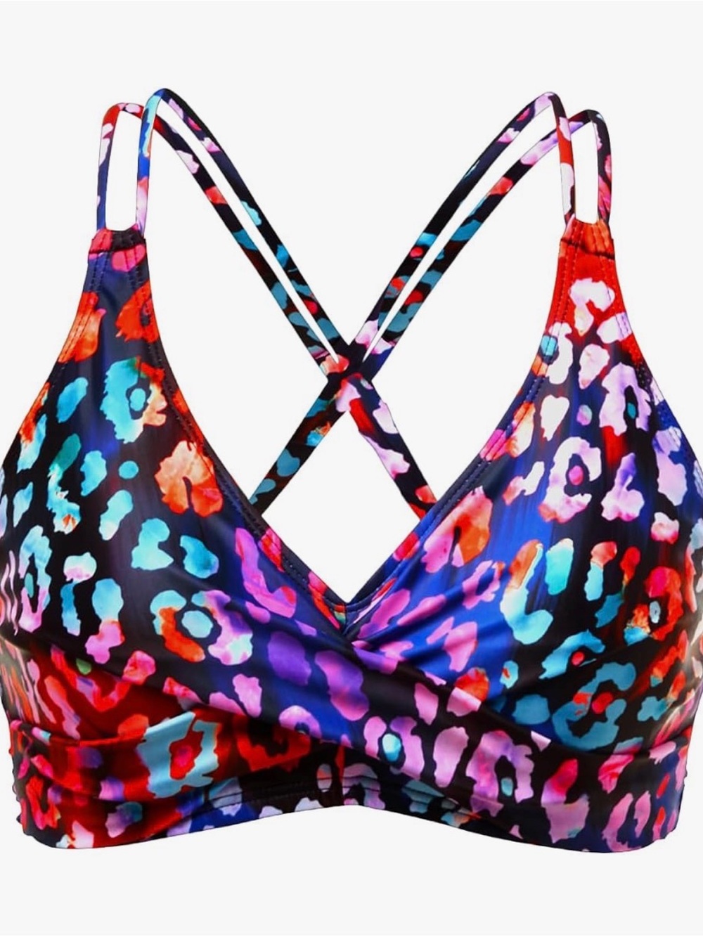 NWOT Multi-Color Leopard Print Crossback Swim Top - Women Swim